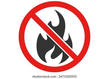 icono para la prohibición de jugar con fuego, o la prohibición de encender fuegos. No Fire Sign Vector de iconos, No fire sign icon