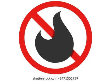 icono para la prohibición de jugar con fuego, o la prohibición de encender fuegos. No Fire Sign Vector de iconos, No fire sign icon