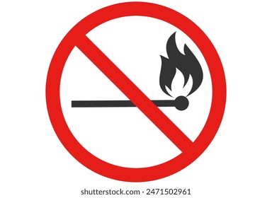 icono para la prohibición de jugar con fuego, o la prohibición de encender fuegos. No Fire Sign Vector de iconos, No fire sign icon