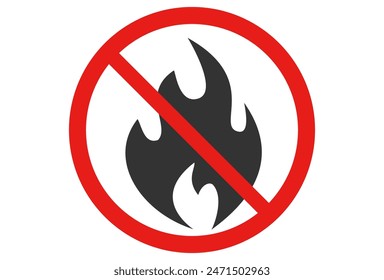 icono para la prohibición de jugar con fuego, o la prohibición de encender fuegos. No Fire Sign Vector de iconos, No fire sign icon