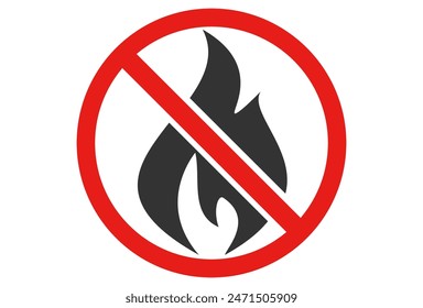icon for the prohibition of playing with fire, or the prohibition of lighting fires. No Fire Sign Vector icon symbol, No fire sign icon