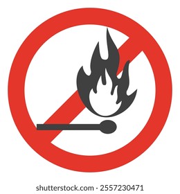 icon for the prohibition of playing with fire, or the prohibition of lighting fires. No Fire Sign Vector icon symbol, No fire sign icon