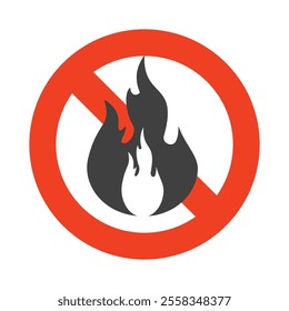 icon for the prohibition of playing with fire, or the prohibition of lighting fires. No Fire Sign Vector icon symbol, No fire sign icon