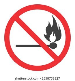 icon for the prohibition of playing with fire, or the prohibition of lighting fires. No Fire Sign Vector icon symbol, No fire sign icon