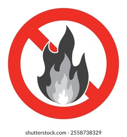 icon for the prohibition of playing with fire, or the prohibition of lighting fires. No Fire Sign Vector icon symbol, No fire sign icon