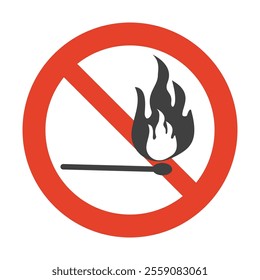 icon for the prohibition of playing with fire, or the prohibition of lighting fires. No Fire Sign Vector icon symbol, No fire sign icon