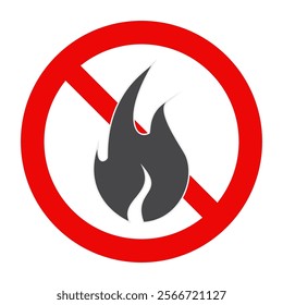 icon for the prohibition of playing with fire, or the prohibition of lighting fires. No Fire Sign Vector icon symbol, No fire sign icon