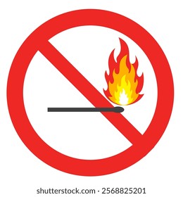 icon for the prohibition of playing with fire, or the prohibition of lighting fires. No Fire Sign Vector icon symbol, No fire sign icon