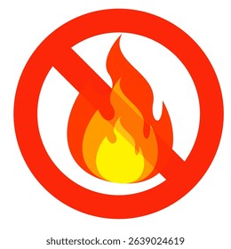 icon for the prohibition of playing with fire, or the prohibition of lighting fires. No Fire Sign Vector icon symbol, No fire sign icon