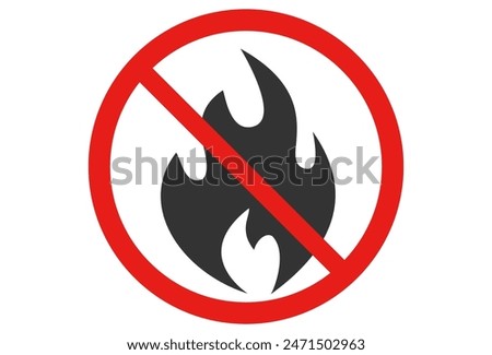 icon for the prohibition of playing with fire, or the prohibition of lighting fires. No Fire Sign Vector icon symbol, No fire sign icon