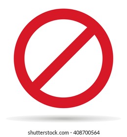 Icon prohibition  with shadow isolated on a white background , stylish vector illustration for web design