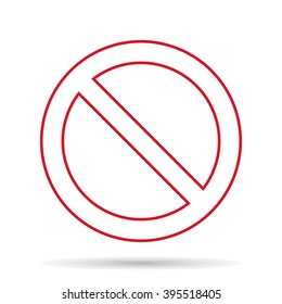 Icon prohibition with  shadow on a white background, vector illustration