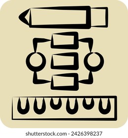 Icon Project Flowchart. related to Creative Concept symbol. hand drawn style. simple design editable. simple illustration