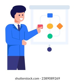 An icon of project report in character style design 