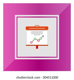 Icon of projection screen with text and graph