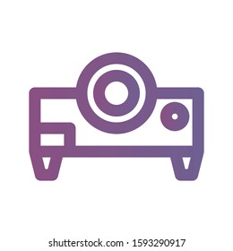 Icon projector in lineal gradient style. vector illustration and editable stroke. Isolated on white background.