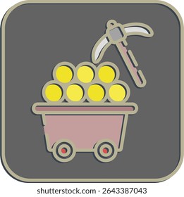Icon proof of work. Crypto currency elements. Icon in embossed style.
