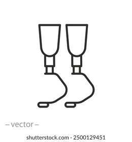 icon of prosthesis for human, prosthetic legs, linear vector illustration