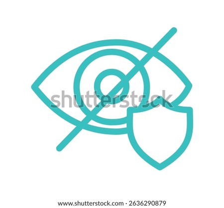 Icon of a protected eye with a shield symbolizing privacy security.