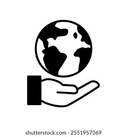 Icon of protecting the environment with hands and earth
