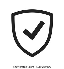 icon of protection shield in outline style