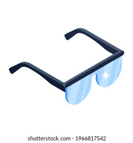Icon of protective eyewear, glasses vector in isometric style 