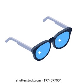 Icon of protective eyewear, glasses vector in isometric style 