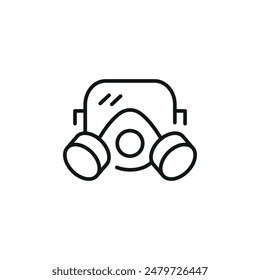 Icon of a protective gas mask, representing safety equipment used in environments with hazardous or toxic airborne particles. Suitable for health and safety guidelines. Vector illustration. 