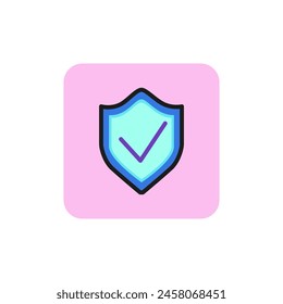 Icon of protective shield. Guard, confirmation, quality. Safety concept. Can be used for topics like computer virus, privacy, security