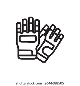 Icon of protective sport gloves. Represents safety equipment for activities like cycling, motorcross or work that requires hand protection.
