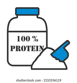 Icon Of Protein Conteiner. Editable Bold Outline With Color Fill Design. Vector Illustration.