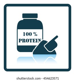 Icon of Protein conteiner. Shadow reflection design. Vector illustration.