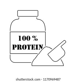 Icon of Protein conteiner. Thin line design. Vector illustration.