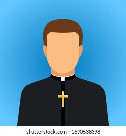 Icon of a Protestant or Catholic priest with the cross of Jesus. vector illustration