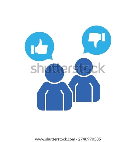 icon a public perception with group of people and sentiment bubbles, isolated against a clean background.
