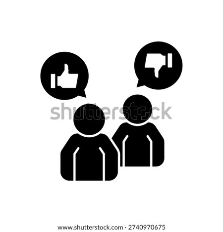 icon a public perception with group of people and sentiment bubbles, isolated against a clean background.