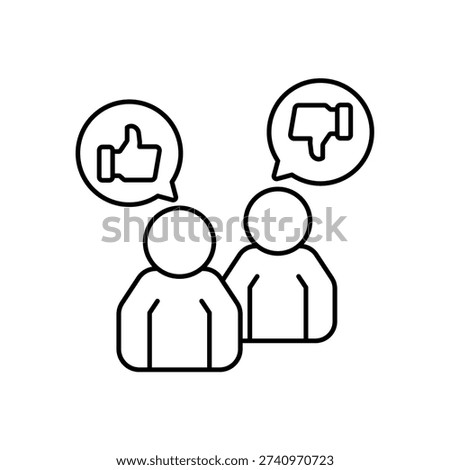 icon a public perception with group of people and sentiment bubbles, isolated against a clean background.