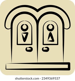 Icon Public Toilet. related to Amusement Park symbol. hand drawn style. simple design editable. simple illustration