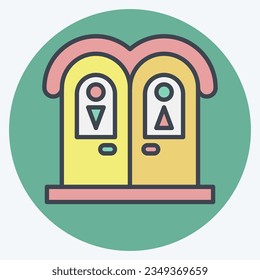 Icon Public Toilet. related to Amusement Park symbol. color mate style. simple design editable. simple illustration