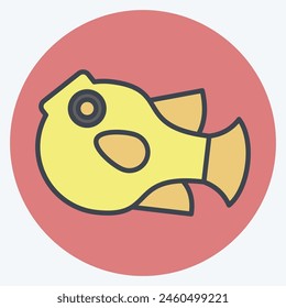 Icon Puffer Fish. related to Seafood symbol. color mate style. simple design illustration