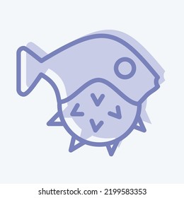 Icon Puffer Fish. suitable for seafood symbol. two tone style. simple design editable. design template vector. simple illustration