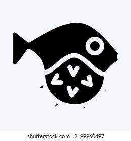 Icon Puffer Fish. suitable for seafood symbol. glyph style. simple design editable. design template vector. simple illustration