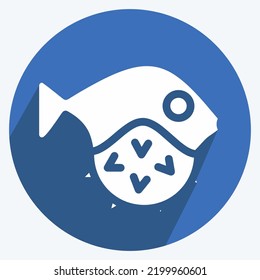 Icon Puffer Fish. suitable for seafood symbol. long shadow style. simple design editable. design template vector. simple illustration