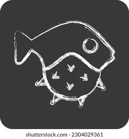 Icon Puffer Fish. suitable for seafood symbol. chalk Style. simple design editable. design template vector