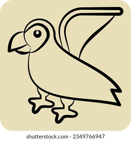 Icon Puffin. related to Alaska symbol. hand drawn style. simple design editable. simple illustration