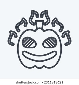 Icon Pumpkin. related to Halloween symbol. line style. simple design editable. simple illustration