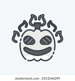 Icon Pumpkin. related to Halloween symbol. doodle style. simple design editable. simple illustration