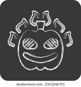 Icon Pumpkin. related to Halloween symbol. chalk Style. simple design editable. simple illustration