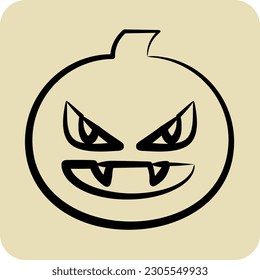 Icon Pumpkin. suitable for Halloween symbol. hand drawn style. simple design editable. design template