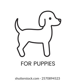 An icon of a puppy in vector, symbolizing products or care for puppies, with an editable stroke.